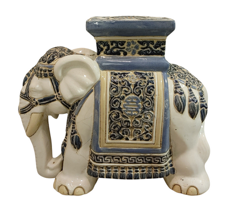 Glazed Ceramic Elephant Garden Stool Side Table Plant Stand