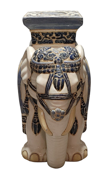 Glazed Ceramic Elephant Garden Stool Side Table Plant Stand