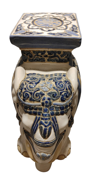 Glazed Ceramic Elephant Garden Stool Side Table Plant Stand