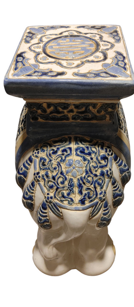 Glazed Ceramic Elephant Garden Stool Side Table Plant Stand