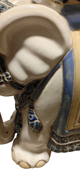 Glazed Ceramic Elephant Garden Stool Side Table Plant Stand