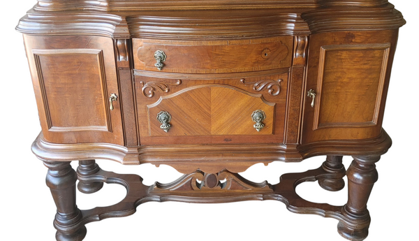 Antique French Style Burled Walnut China Cabinet