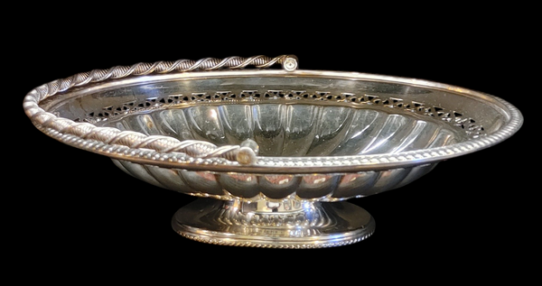 Walker & Hall Sheffield Silver Plated Swing Handle Basket on Pedestal