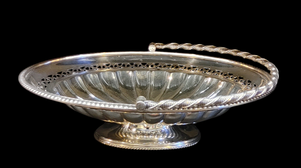 Walker & Hall Sheffield Silver Plated Swing Handle Basket on Pedestal