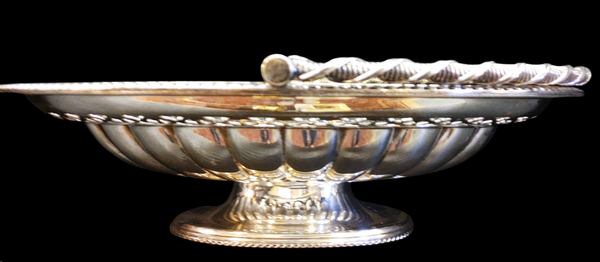 Walker & Hall Sheffield Silver Plated Swing Handle Basket on Pedestal