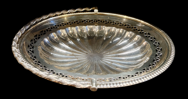 Walker & Hall Sheffield Silver Plated Swing Handle Basket on Pedestal