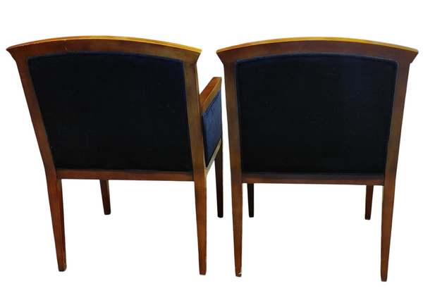 Art Deco Style Black Velvet Armchairs - A Pair