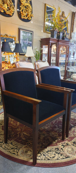 Art Deco Style Black Velvet Armchairs - A Pair