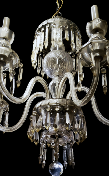 Early 20th Century Victorian Crystal 5-Light Chandelier