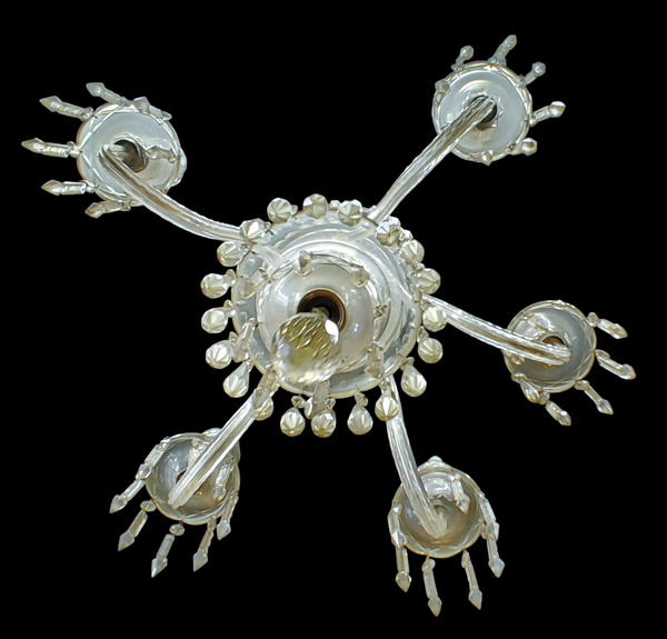 Early 20th Century Victorian Crystal 5-Light Chandelier
