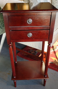 Tall Wood Side Table Nightstand Drawer Lower Shelf  Bombay Company