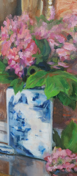 Signed Original Still Life Impressionist Pink Floral Bouquet