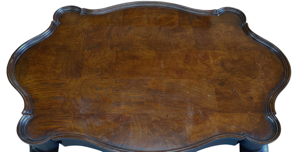 French Provincial Louis XV Style Wood Coffee Burl Wood Top