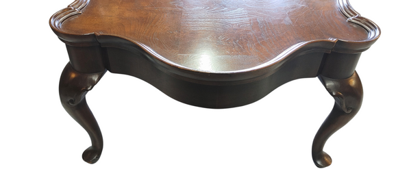 French Provincial Louis XV Style Wood Coffee Burl Wood Top