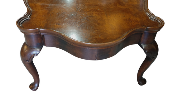 French Provincial Louis XV Style Wood Coffee Burl Wood Top