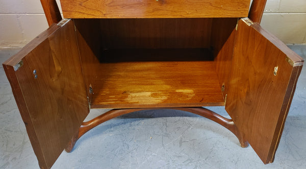 Piet Hein Mid Century Walnut and Brass Nightstands End Tables - A Pair