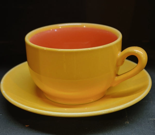 Vintage Lyndt Stymeist Demitasse Cup & Saucer Colorways Yellow Salmon