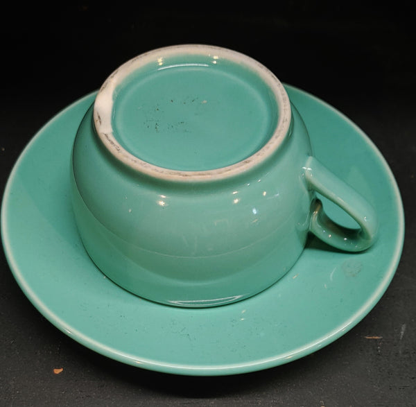Vintage Lyndt Stymeist Demitasse Cup & Saucer Colorways Green Salmon