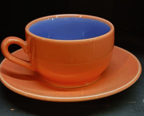 Vintage Lyndt Stymeist Demitasse Cup & Saucer Colorways Salmon Blue