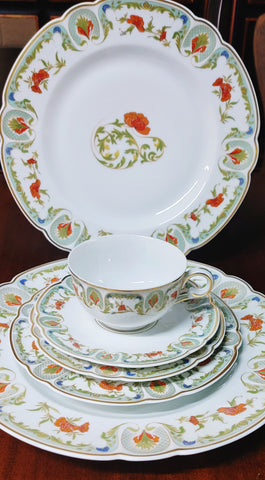 Limoge Dinnerware Vintage China Chantoung Pattern Charles F Haviland 12 Settings