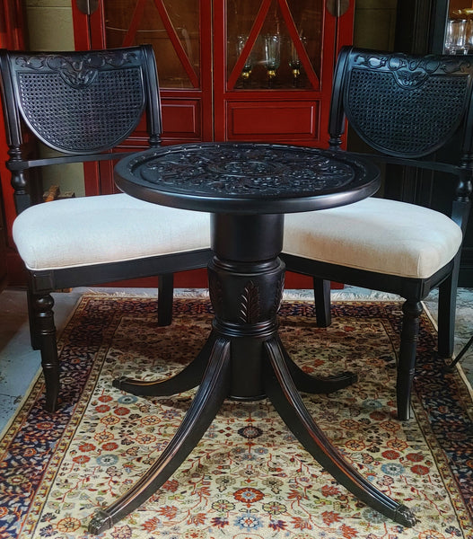 Refinished Wood and Cane Glass Top Dinette 3-pc