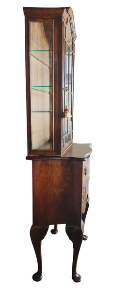 Elegant Queen Anne Style Cabinet on Stand Chest on Chest