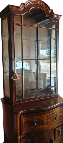 Elegant Queen Anne Style Cabinet on Stand Chest on Chest