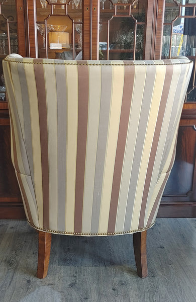 Striped Wing Back Chairs by Heirloom/Century Furniture - A Pair