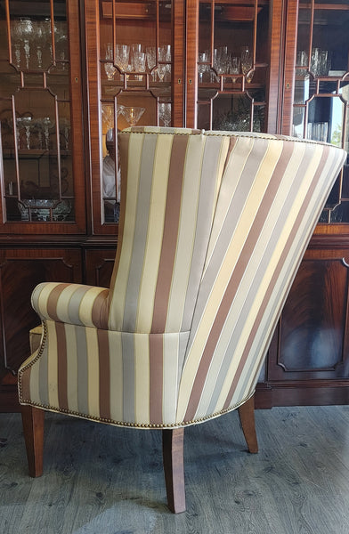 Striped Wing Back Chairs by Heirloom/Century Furniture - A Pair