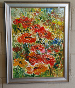 Signed Original Acrylic Painting "Where Poppies Grow" Judy Bolton Jarrett