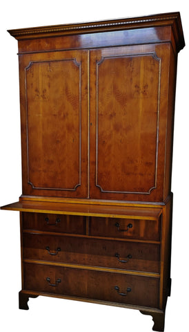 Vintage Armoire Linen Press Liquor Media Cabinet