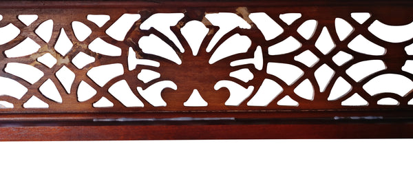 Vintage Chinese Chippendale Console Sofa Table Retriculated Pierced Frieze