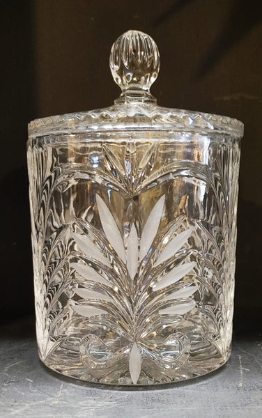 Vintage Crystal Biscuit Candy Covered Jar