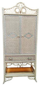 Vintage Henry Link Wicker Armoire Media Cabinet