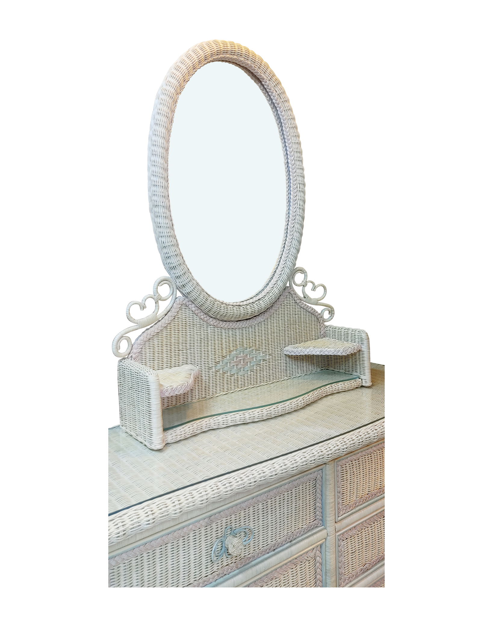 Vintage Henry Link Wicker Vanity Mirror