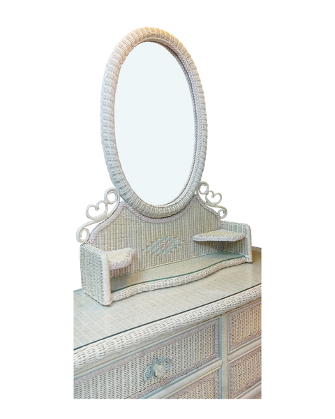 Vintage Henry Link Wicker Vanity Mirror