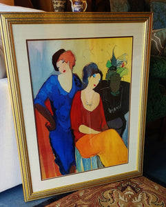 Itzchak Tarkay "Waiting" Framed Lithograph