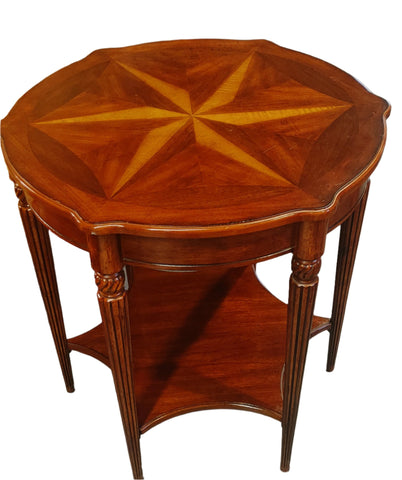 Butler Bainbridge Inlaid Two Tier Hexagonal Accent Side Table