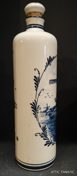 Vintage Blue Delft's Bols Royal Distilleries Bottle with Cork Stopper