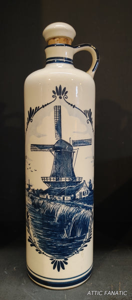 Vintage Blue Delft's Bols Royal Distilleries Bottle with Cork Stopper