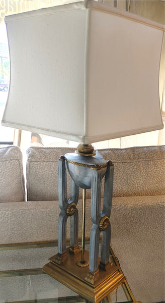 Unique Neoclassical Style Iron Brass Double Column Table Lamp