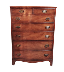 Henredon 1940s Mahogany Tall Bowfront Chest of Drawers