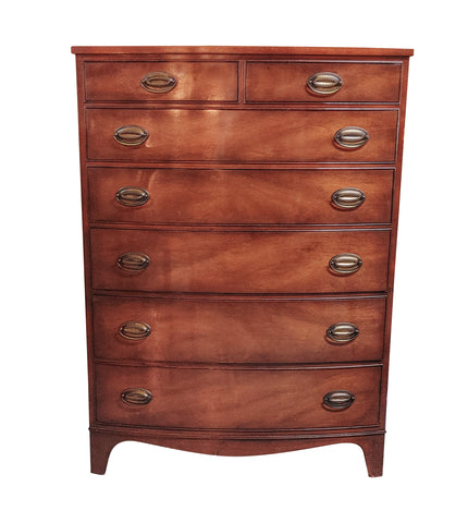 Henredon 1940s Mahogany Tall Bowfront Chest of Drawers