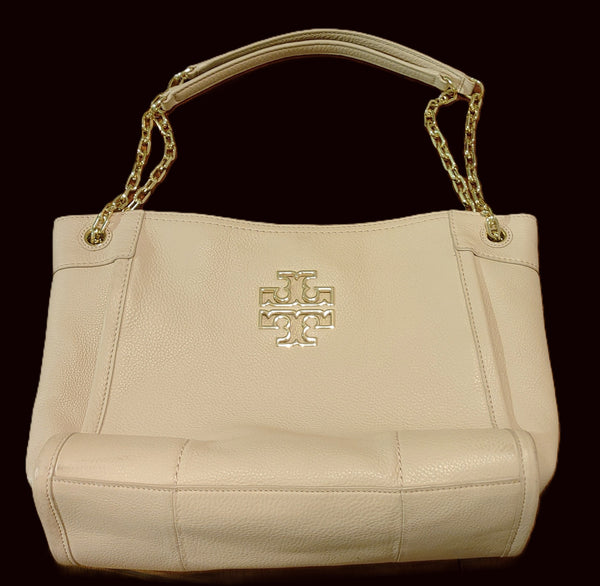 Tory Burch Blush Pale Pink Pebble Leather Chain Tote