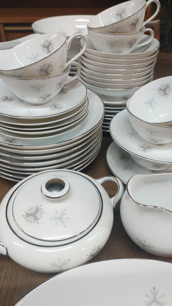 MCM Atomic Starburst Snowflake Dinnerware by Sone Japan #1681 - 57 pcs