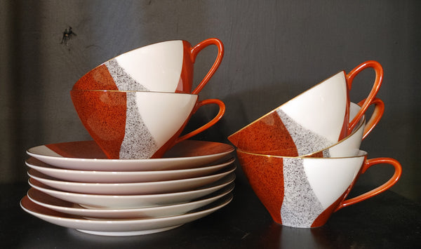 MCM Scarlet by Noritake Coffee Tea Cups and Saucers - 11 pcs