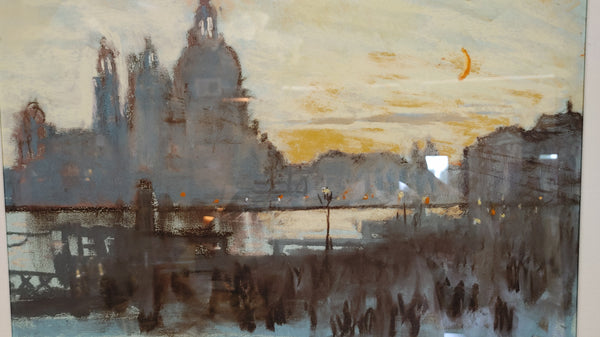 Venice Impressionist Cityscape Water Color Print Framed