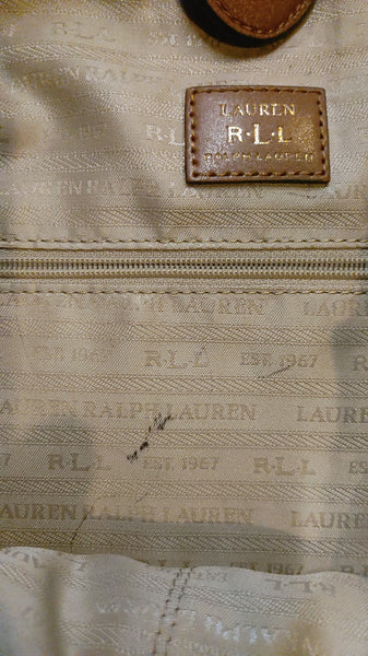 LRL Ralph Lauren Hayden Large Straw Tote Leather Straps