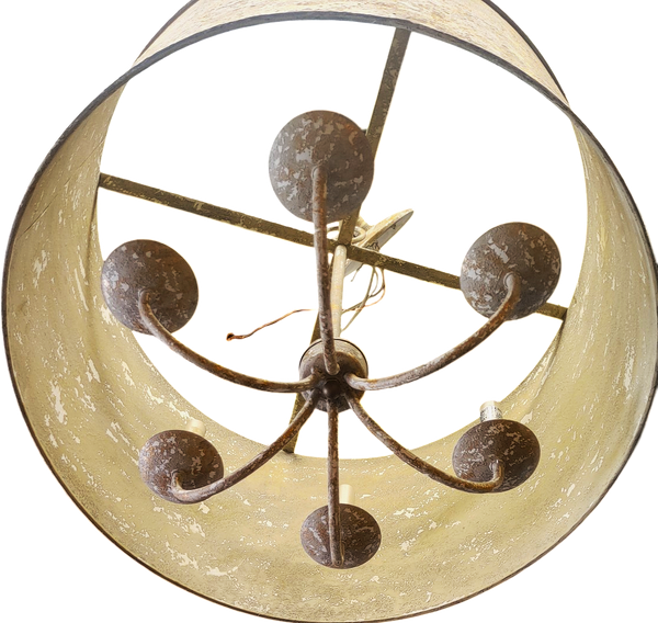 Modern Textured 6-Light Metal Drum Pendant Chandelier