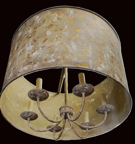 Modern Textured 6-Light Metal Drum Pendant Chandelier